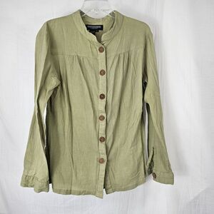 The J Peterman Company Men's Size L Green Long Sleeve Button Down